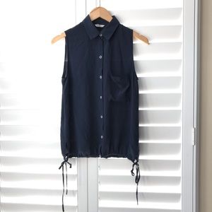 Club Monaco Navy Silk Tank Top S